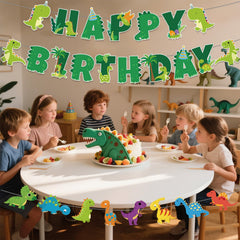 Neyeidru dinosaur banner hangs on walls or ceilings to frame photos.
