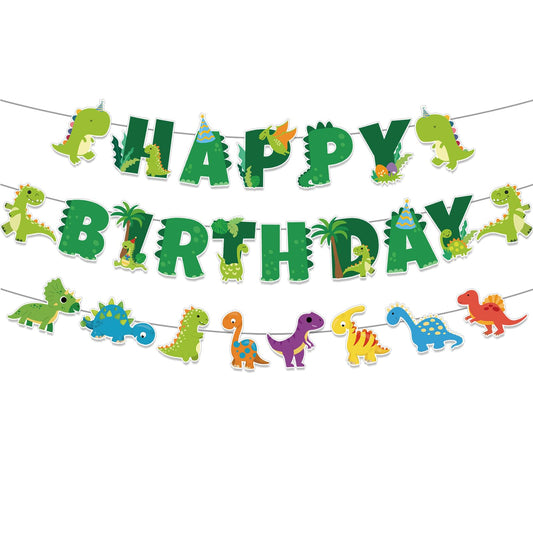 Neyeidru Dinosaur Happy Birthday Banner creates a fun photo backdrop for dino parties.