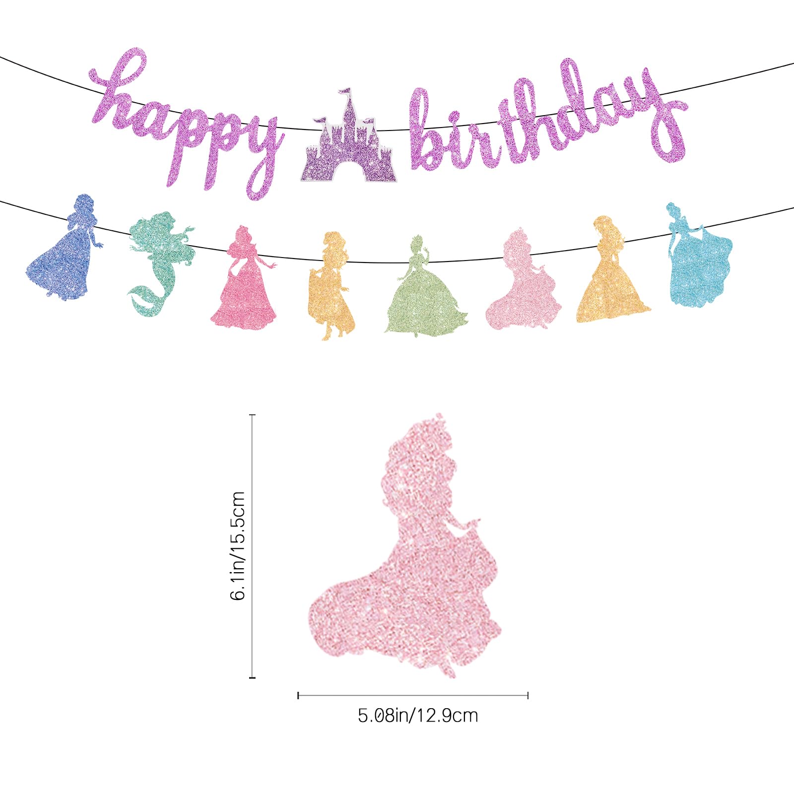 Neyeidru princess banner wall backdrop perfect for girl birthdays.