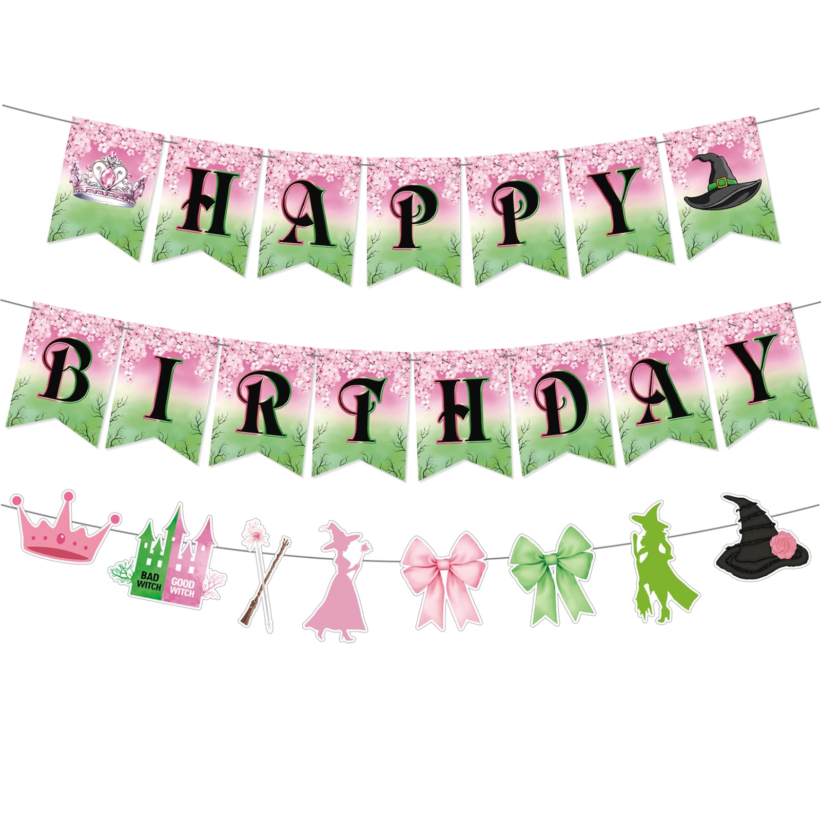 Neyeidru Wicked Happy Birthday banner prestrung for instant party hanging