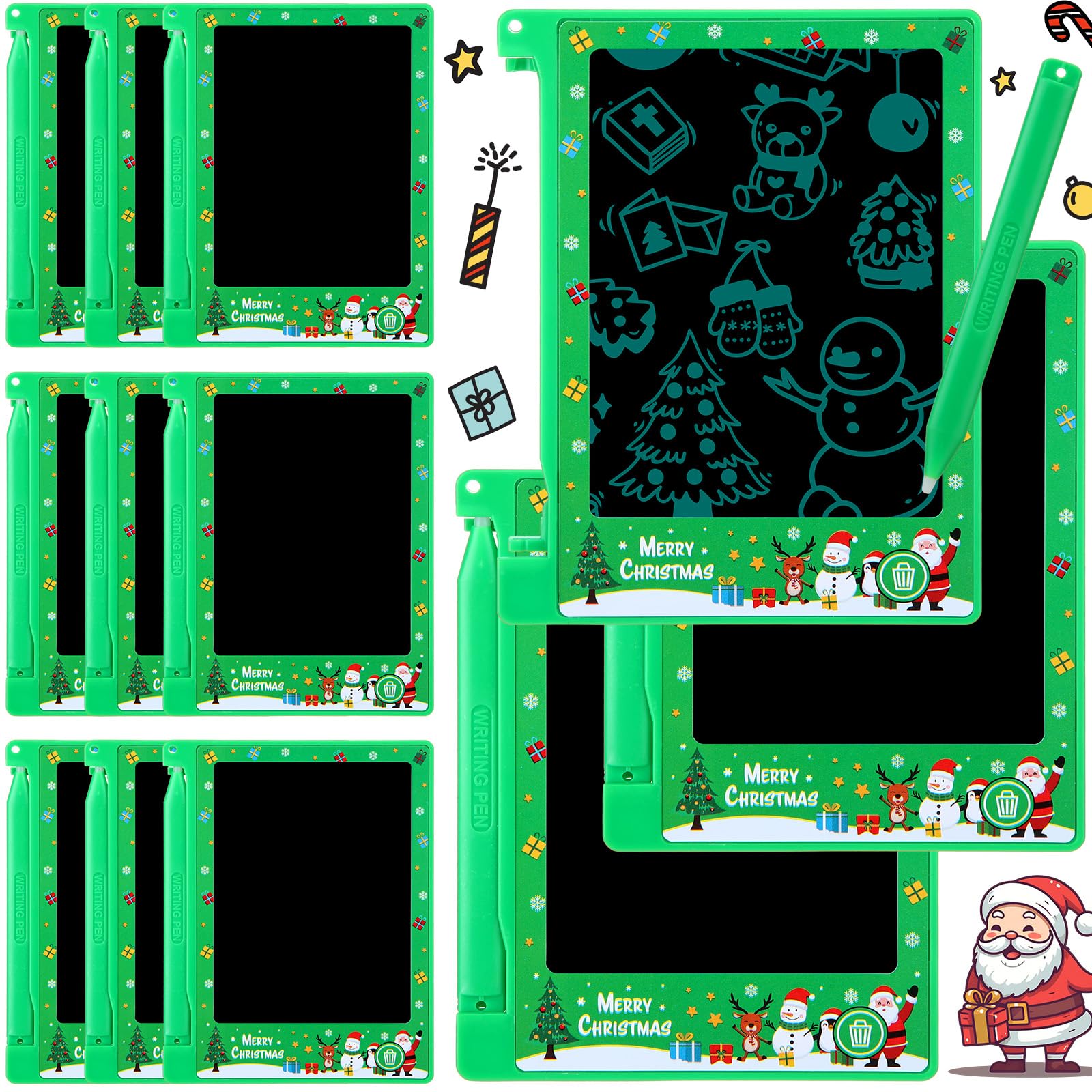 Nezyo 12-pack Christmas doodle tablet with festive designs for mess-free gifting.