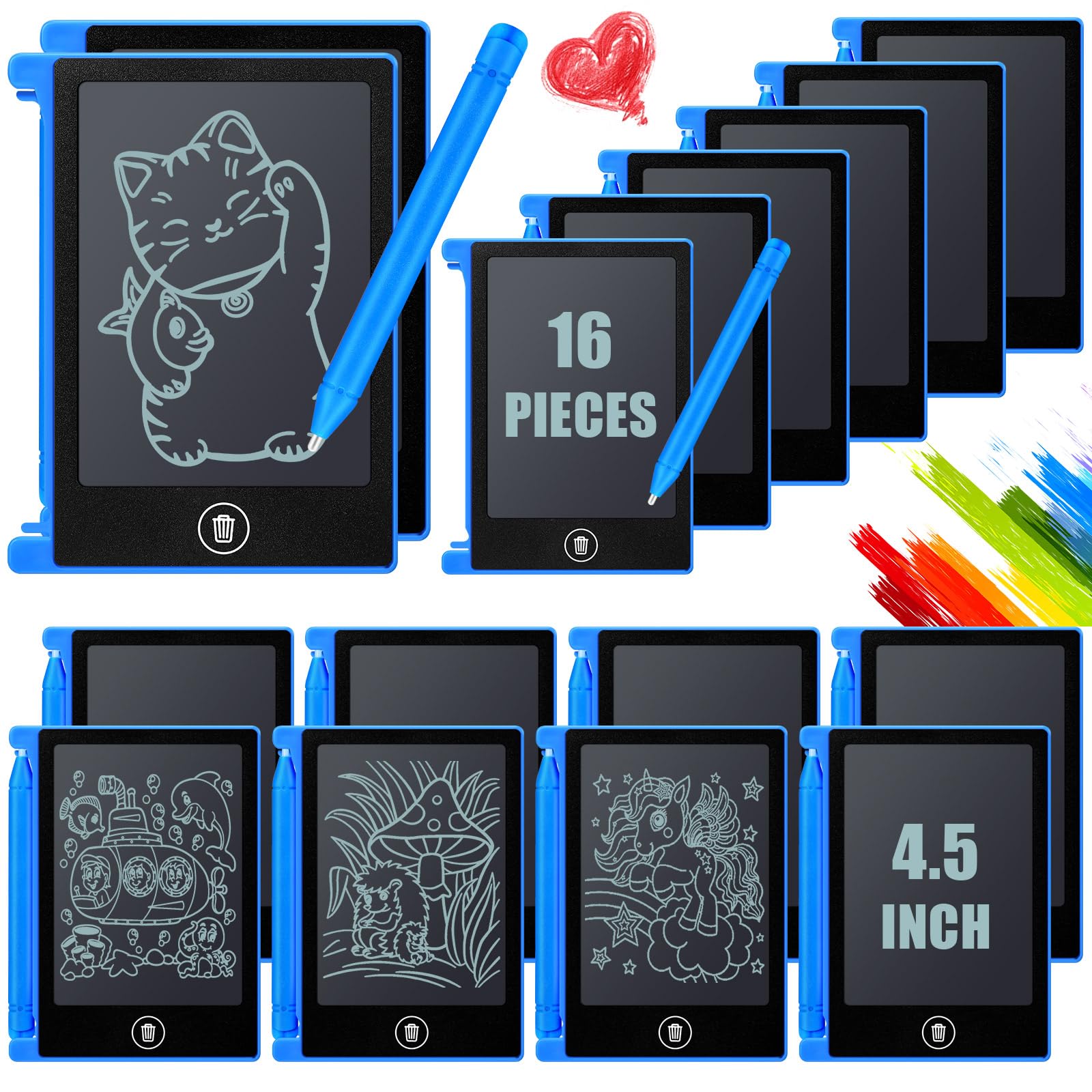 Nezyo mini LCD writing tablet blue packaging ready for gifting and use