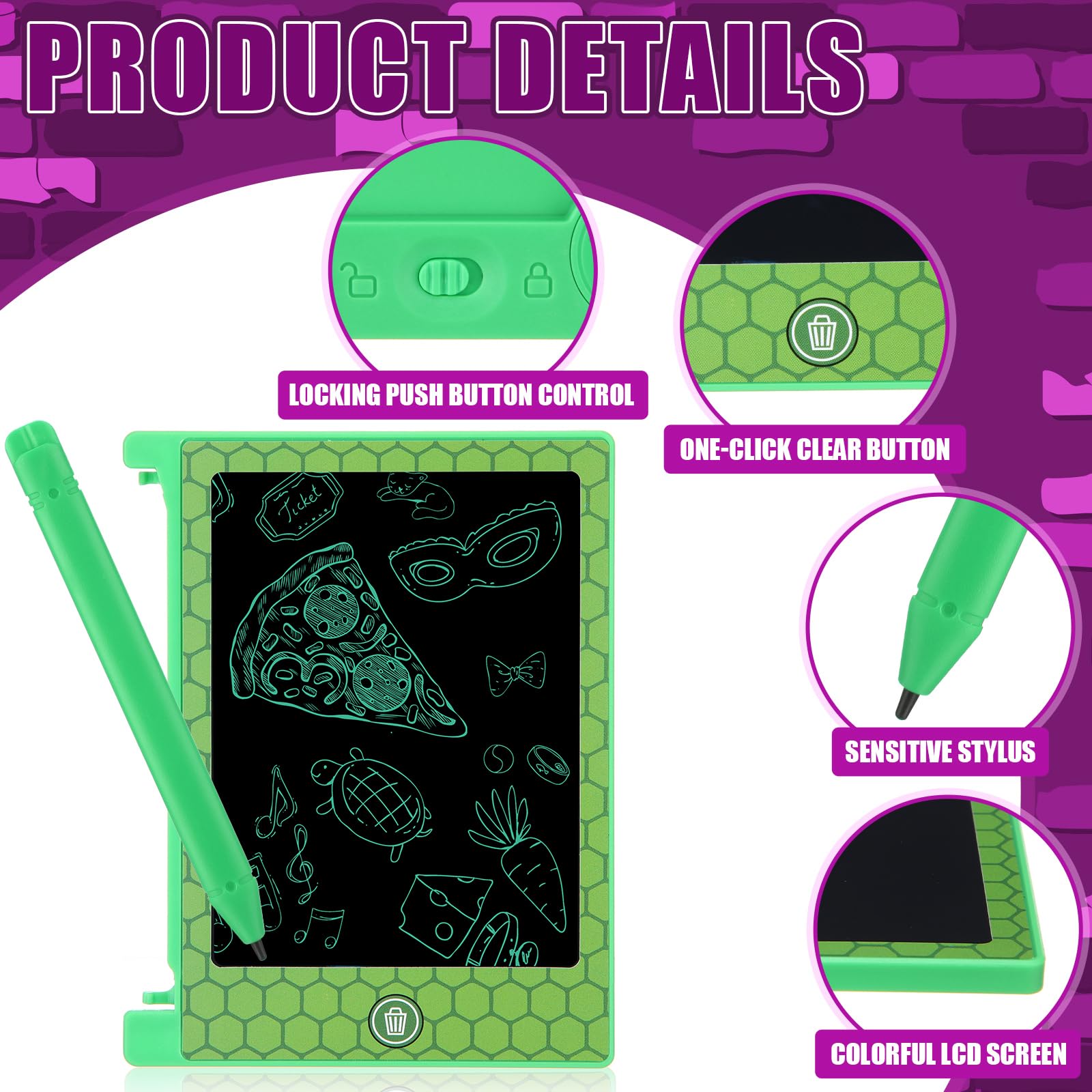Nezyo turtle-pattern tablet supports pressure-based drawing and easy one-click erase.