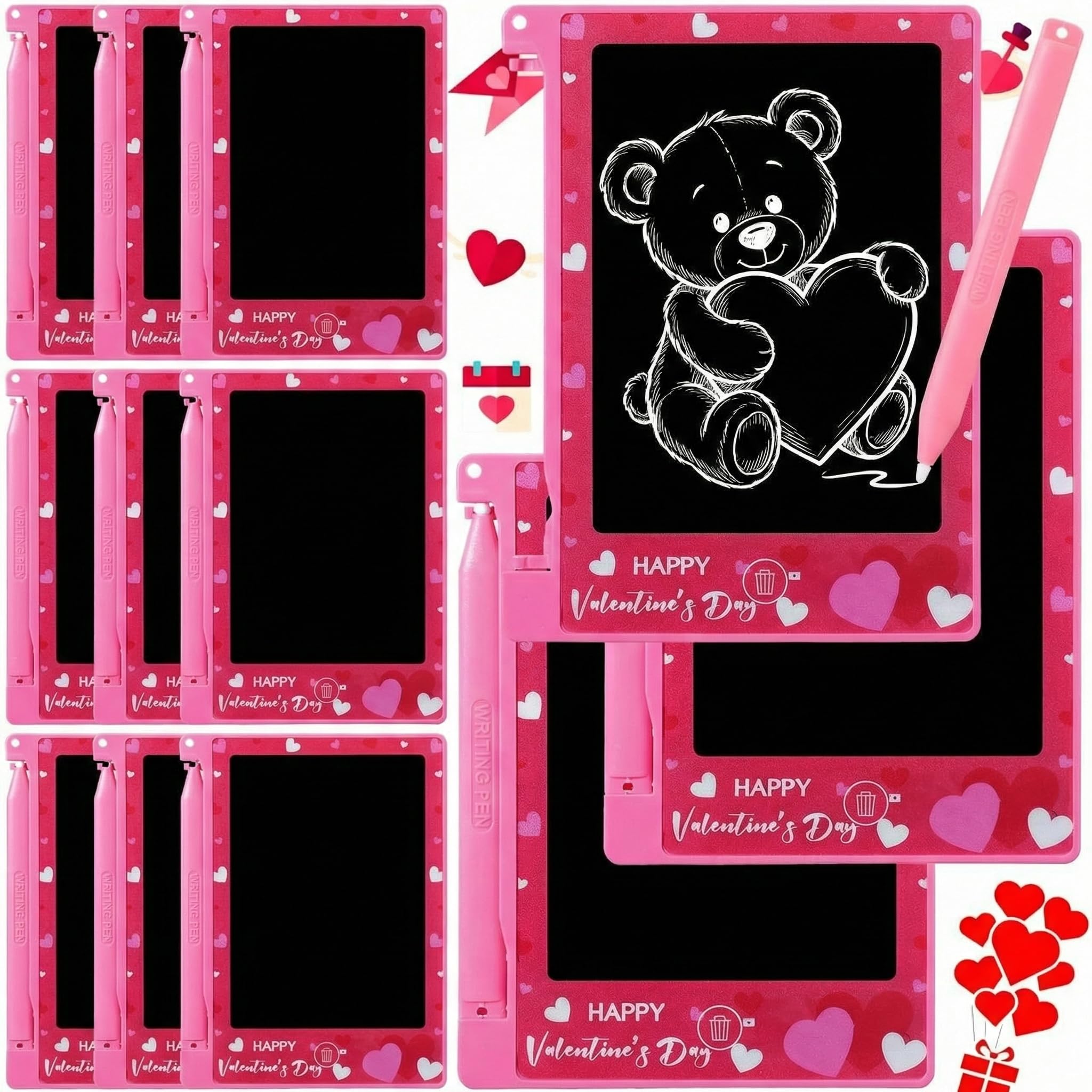 Nezyo valentines-doodle-tablet with pink border for classroom exchanges and gifts.