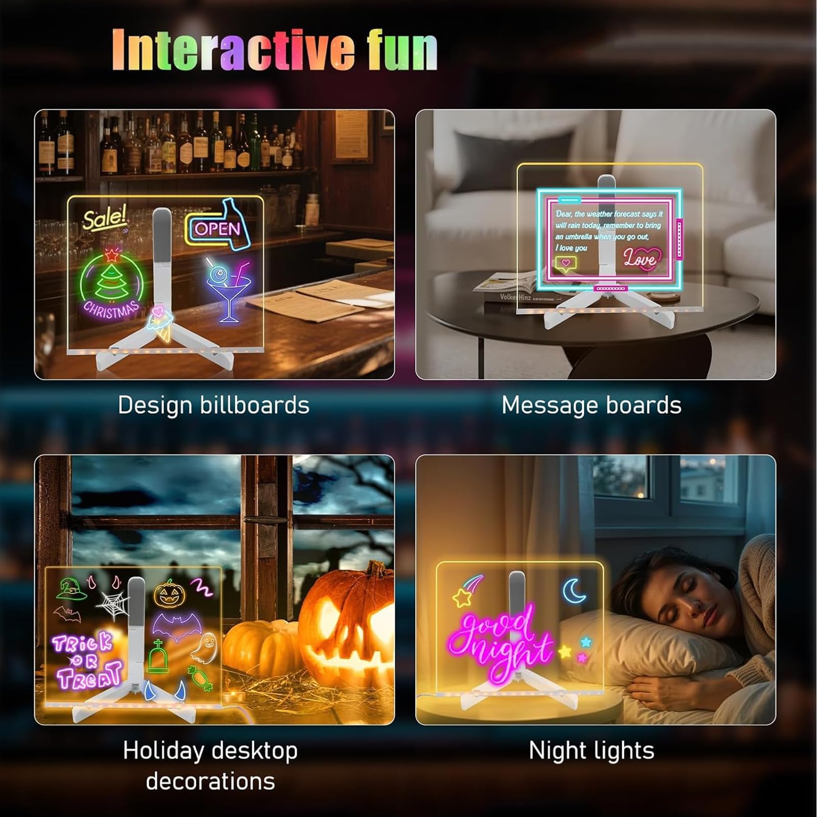 Niaoyun LED note board with tripod stand stays steady for easy viewing.