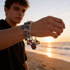 Niarezom Stranger TV Bracelets worn with casual outfits for an easy cinema vibe.