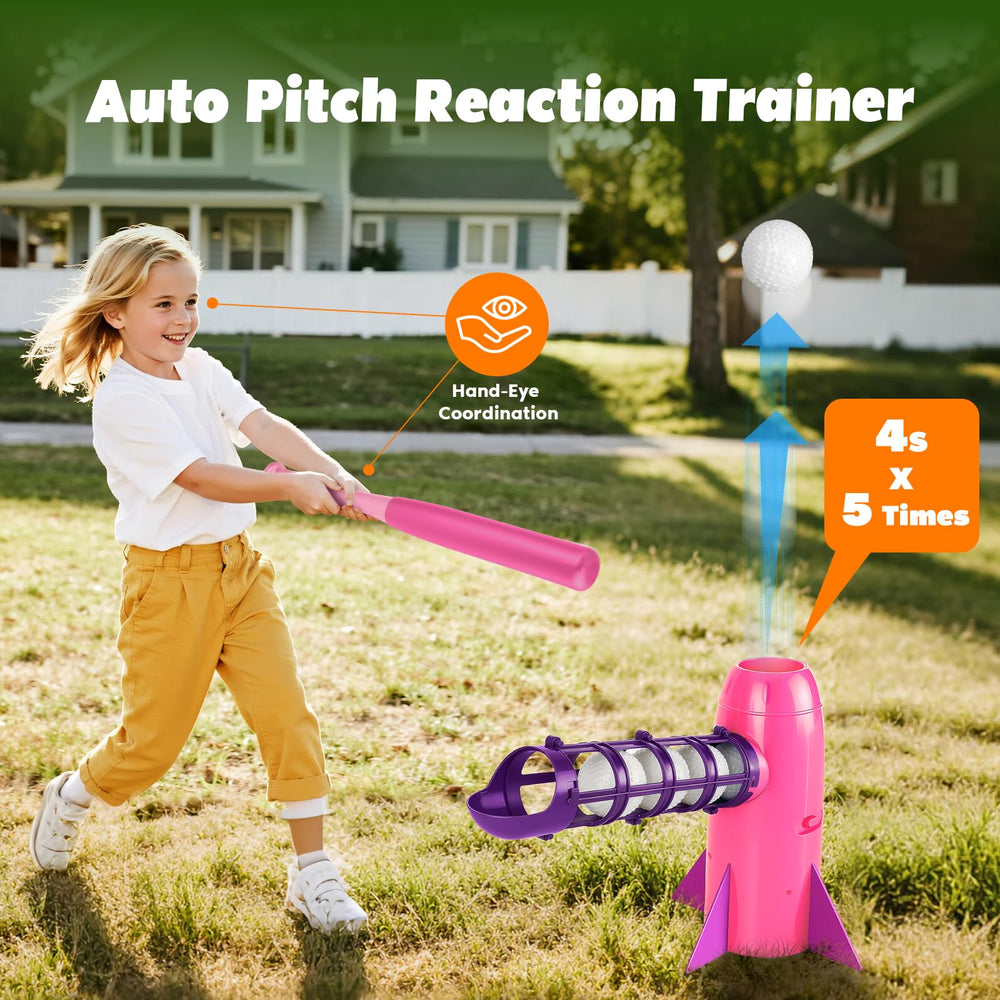 NIBBaNACAL auto pitch trainer set with bat supports solo batting sessions.