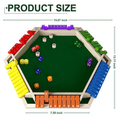Nicecho Shut The Box dice set displayed for up to six players, encouraging family strategy.