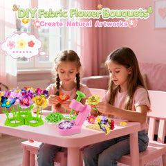 Nicella fabric petals in vibrant colors spark creativity for young crafters.