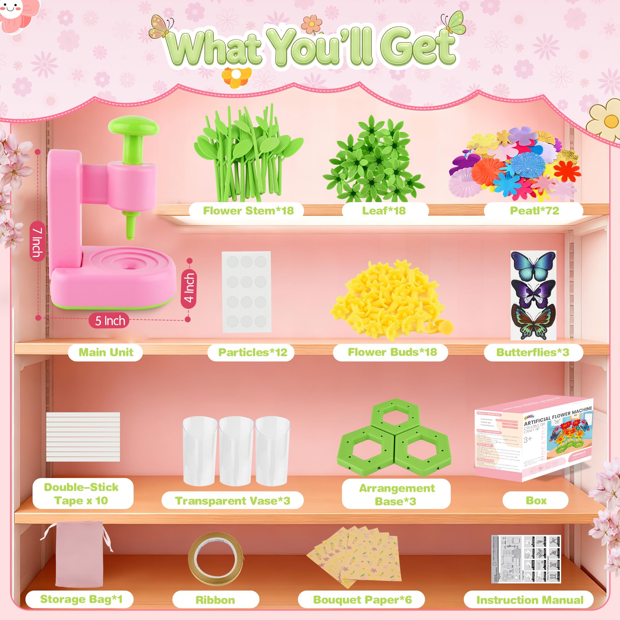 Nicella bouquet tools set enables easy assembly during kid-friendly crafting sessions.