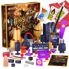 Nicella Magic Kit contents laid out for kid-friendly magic shows and practice