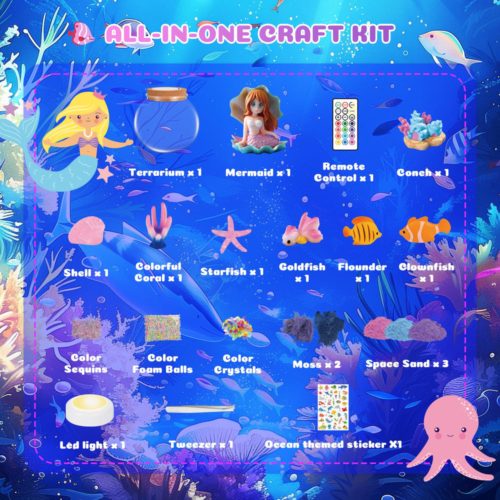 Nicella Ocean-Themed Decor Kit completes the DIY mermaid garden setup.