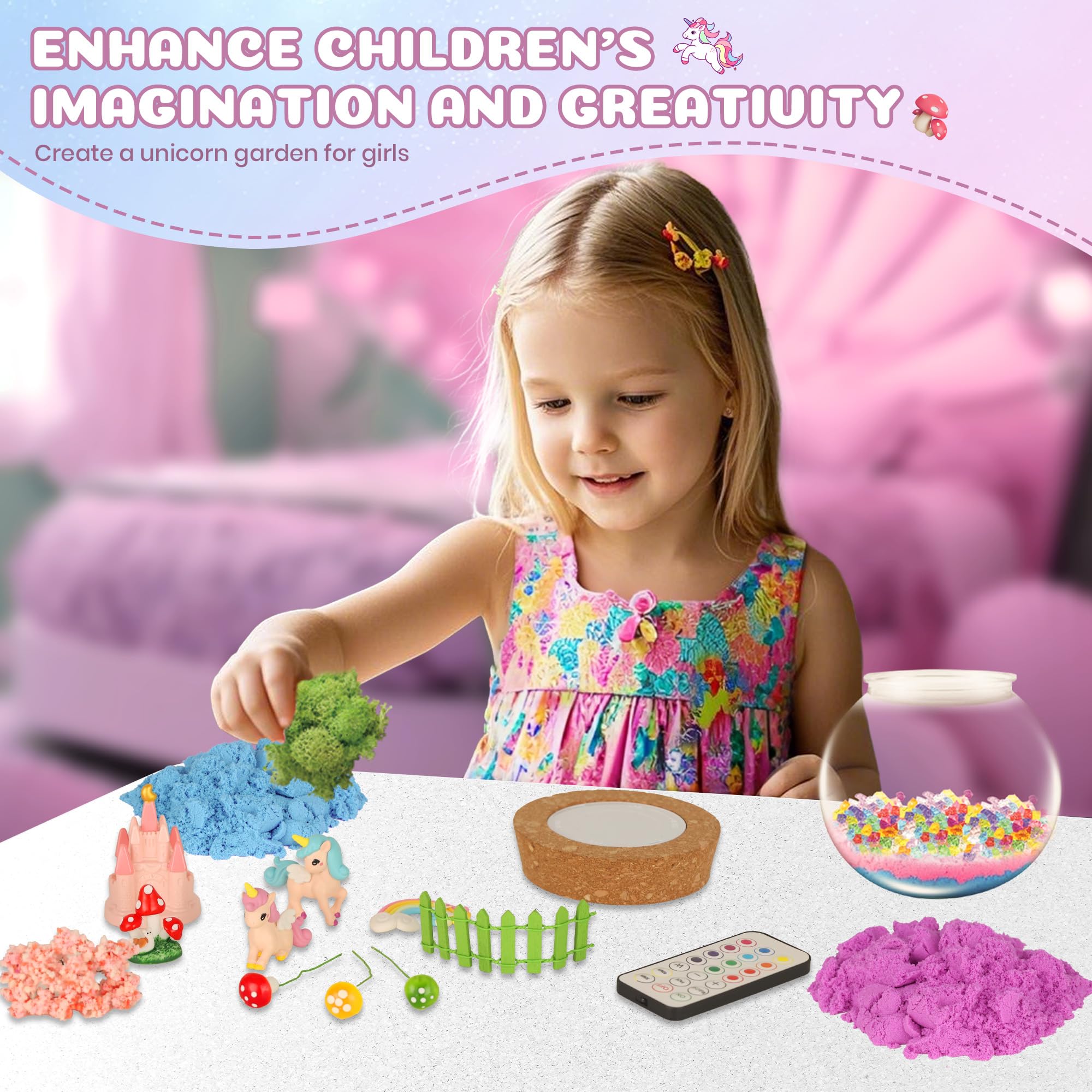 Nicella unicorn terrarium kit assembly for a kid-friendly crafting experience.
