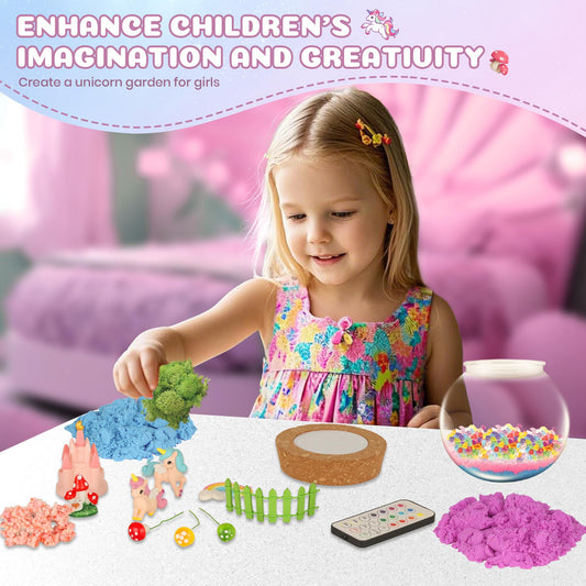 Nicella unicorn terrarium kit assembly for a kid-friendly crafting experience.