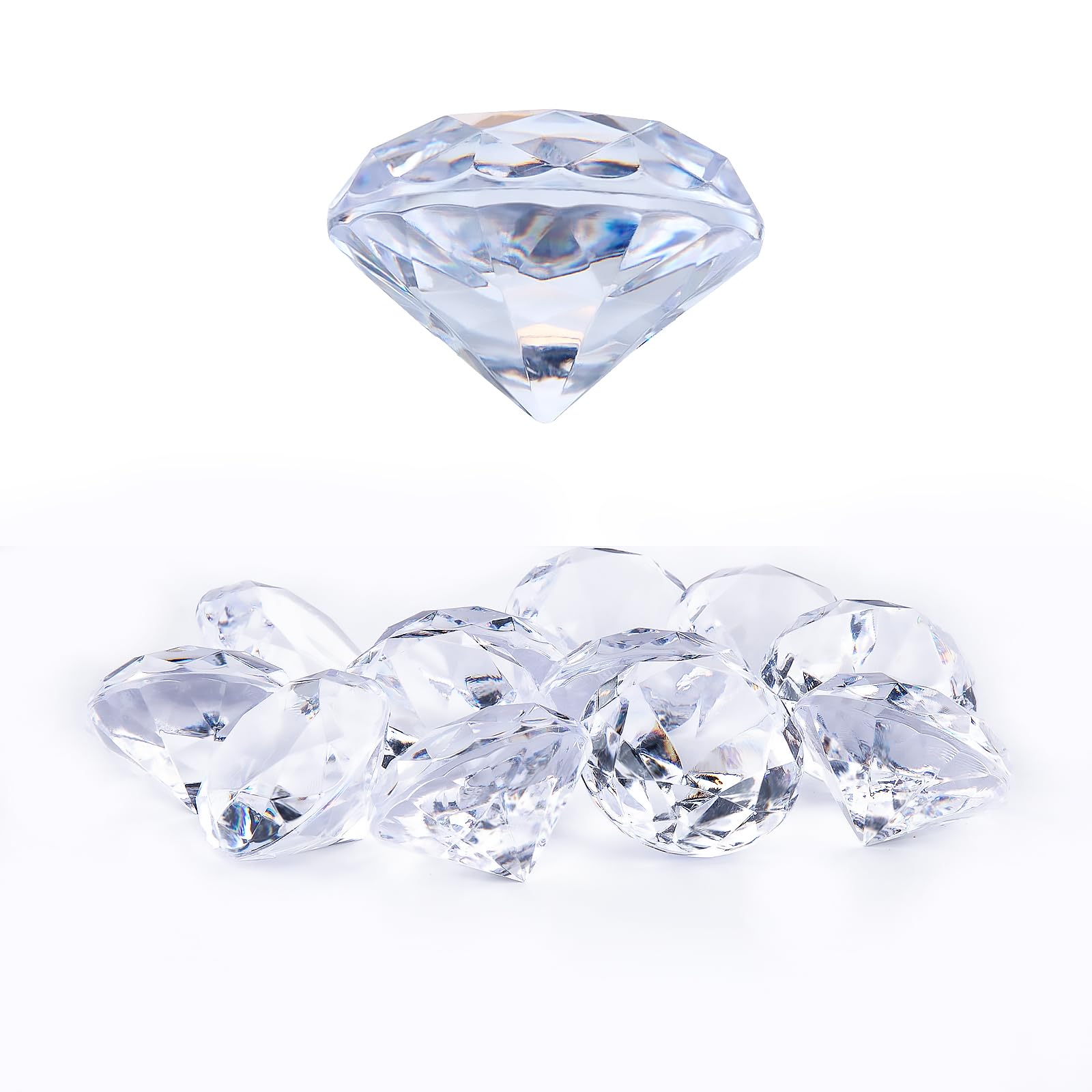 Niceup clear acrylic diamonds for kids, easy-grip size for play and crafts.