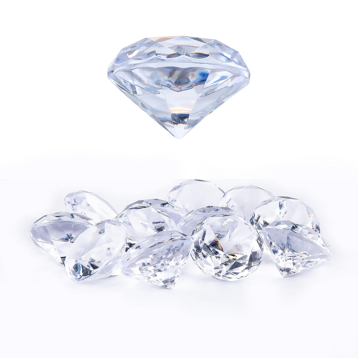 Niceup clear acrylic diamonds for kids, easy-grip size for play and crafts.
