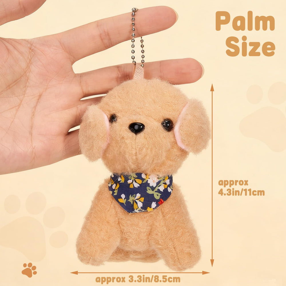 Niceup plush dog keychain with bead chain for backpacks and easy portability.