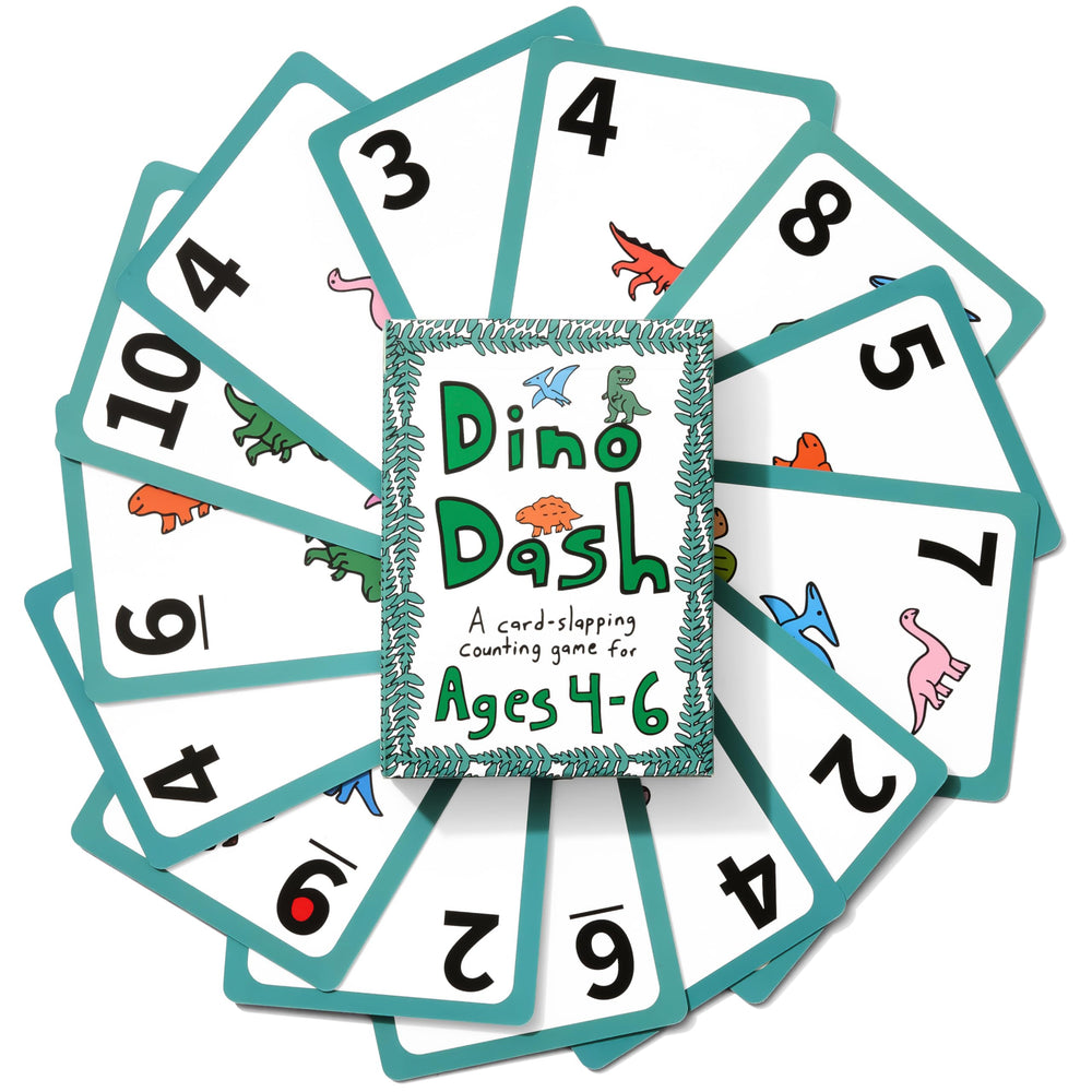 Niche Nation Games Dino Dash dino-art illustrations engage young learners.