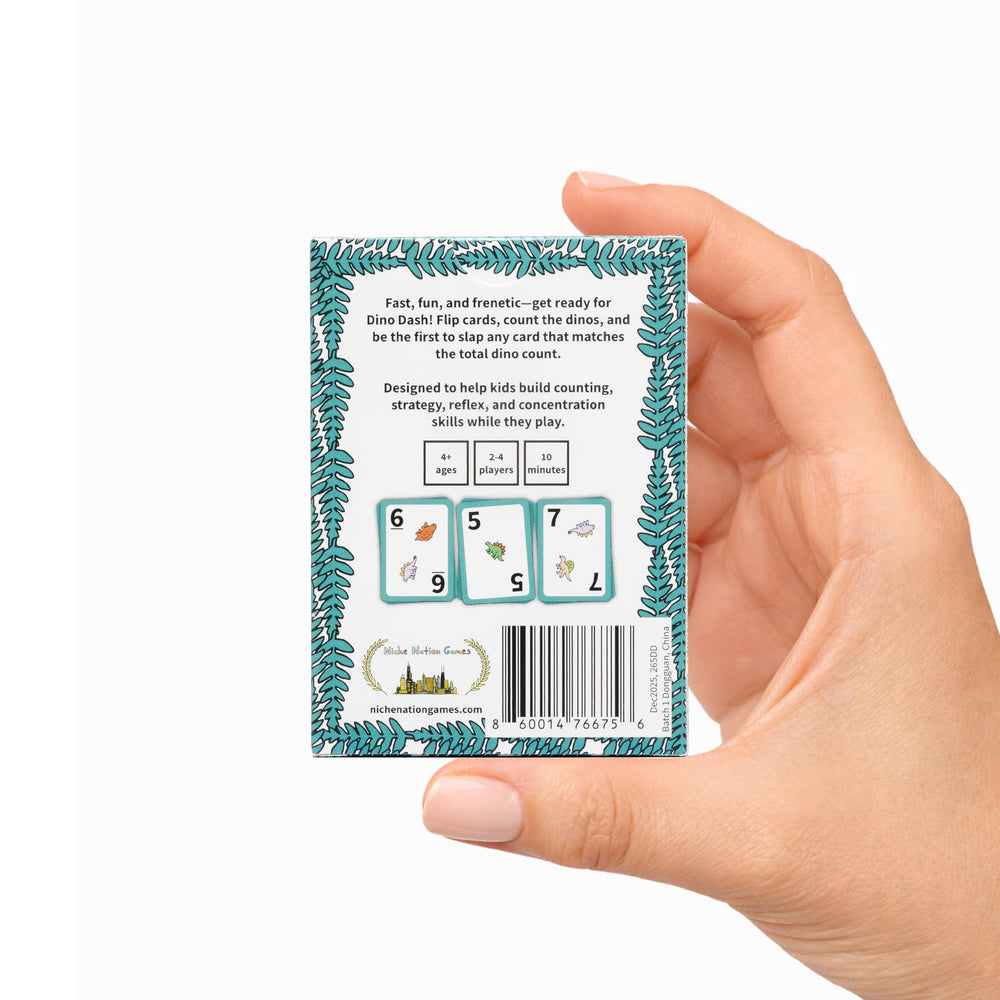 Niche Nation Games Dino Dash travel pack enables on-the-go play.