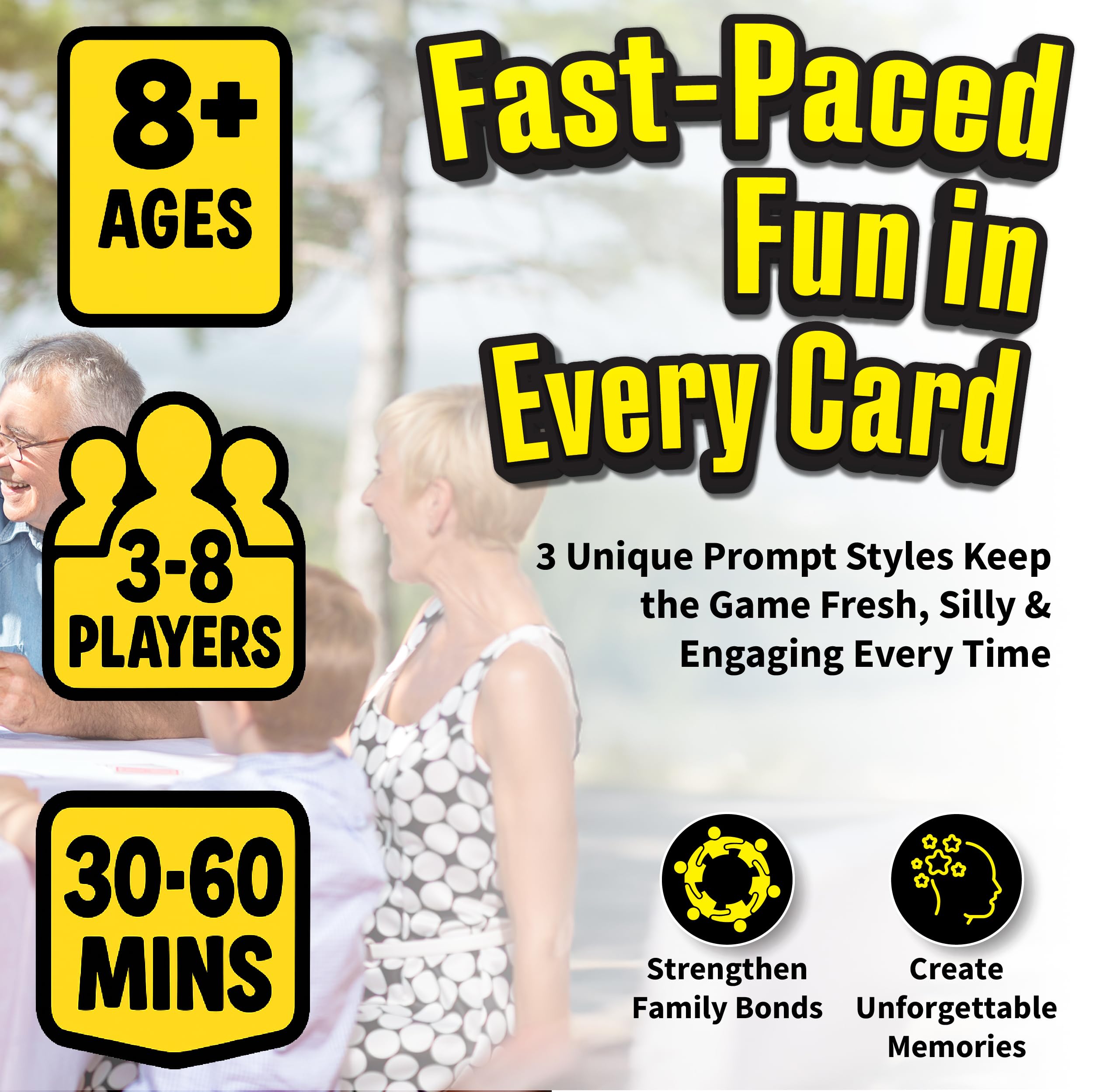 Niche Nation Games Family Guess Fest cards and prompts laid out for quick play.
