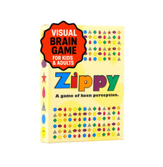 Niche Nation Games Zippy card deck—flip two cards to spot matching shapes quickly.