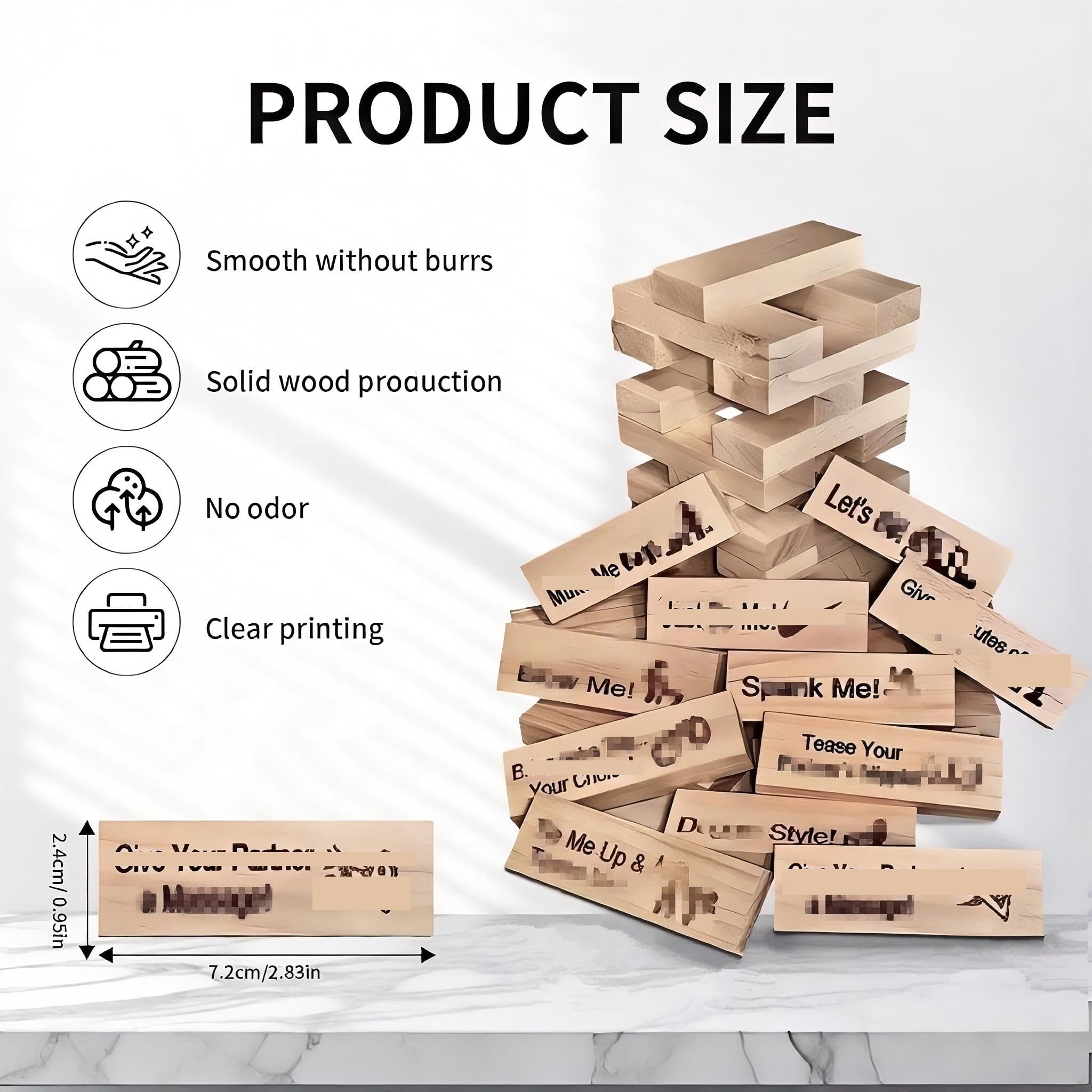 Nichety wooden blocks with romantic prompts for relaxed, engaging gameplay.