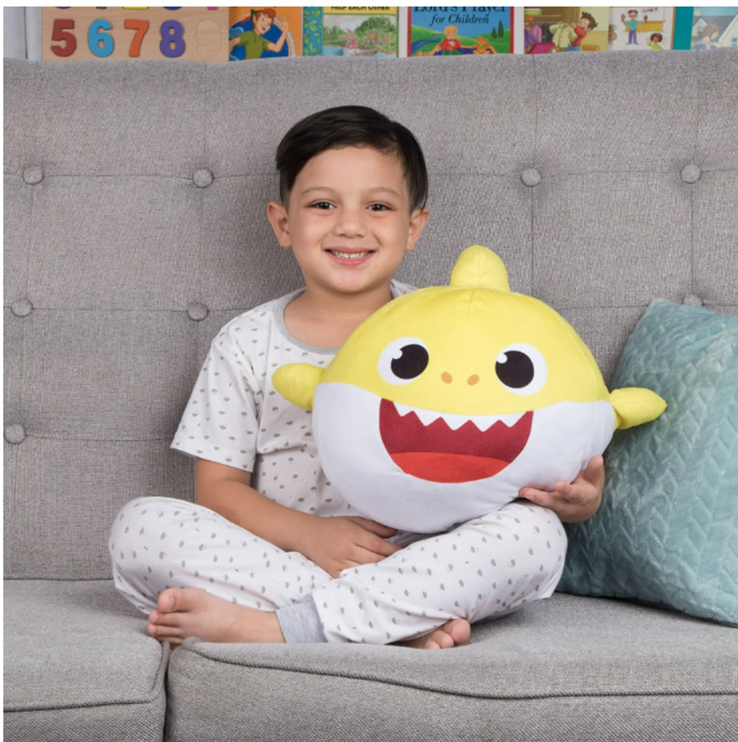 Nickelodeon Baby Shark pillow dimensions 15 inches long for cuddling