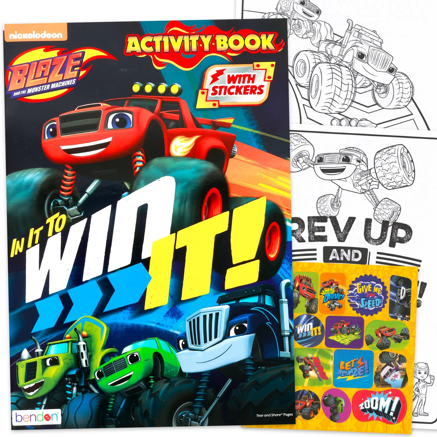 Nickelodeon Blaze and the Monster Machines interior pages showcasing activities for imaginative coloring