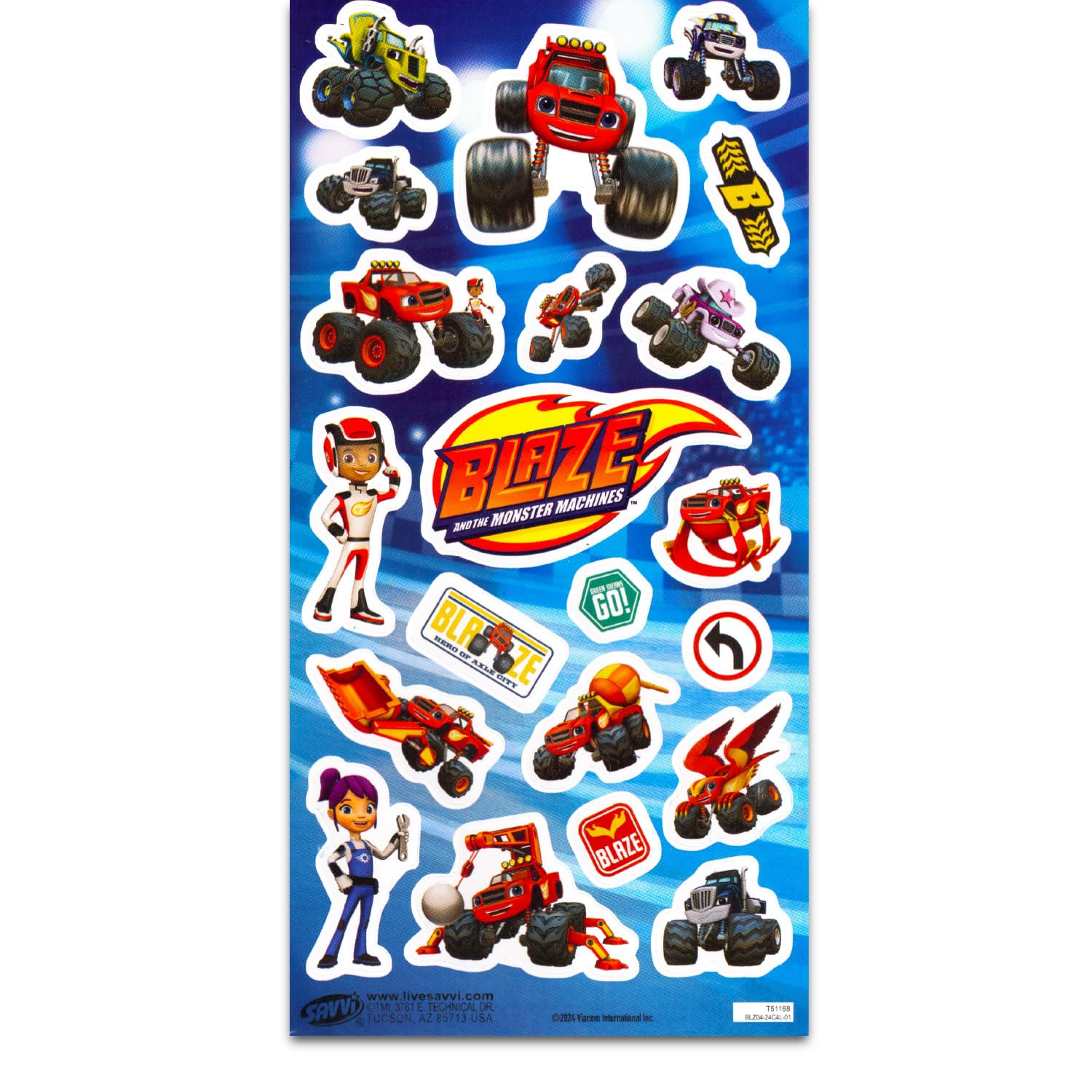 Blaze and the Monster Machines sticker sheet – characters ready for prizes and goody bags