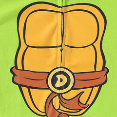 Nickelodeon Donatello hooded coverall fabric closeup shows soft breathable material.