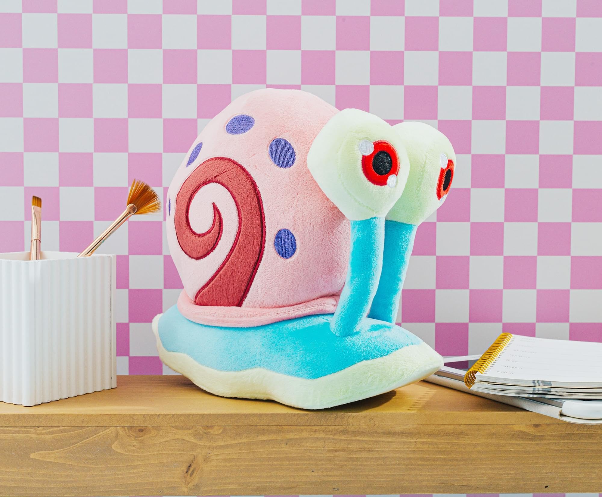 Gary snail plush Bikini Bottom vibe for kids' playroom.
