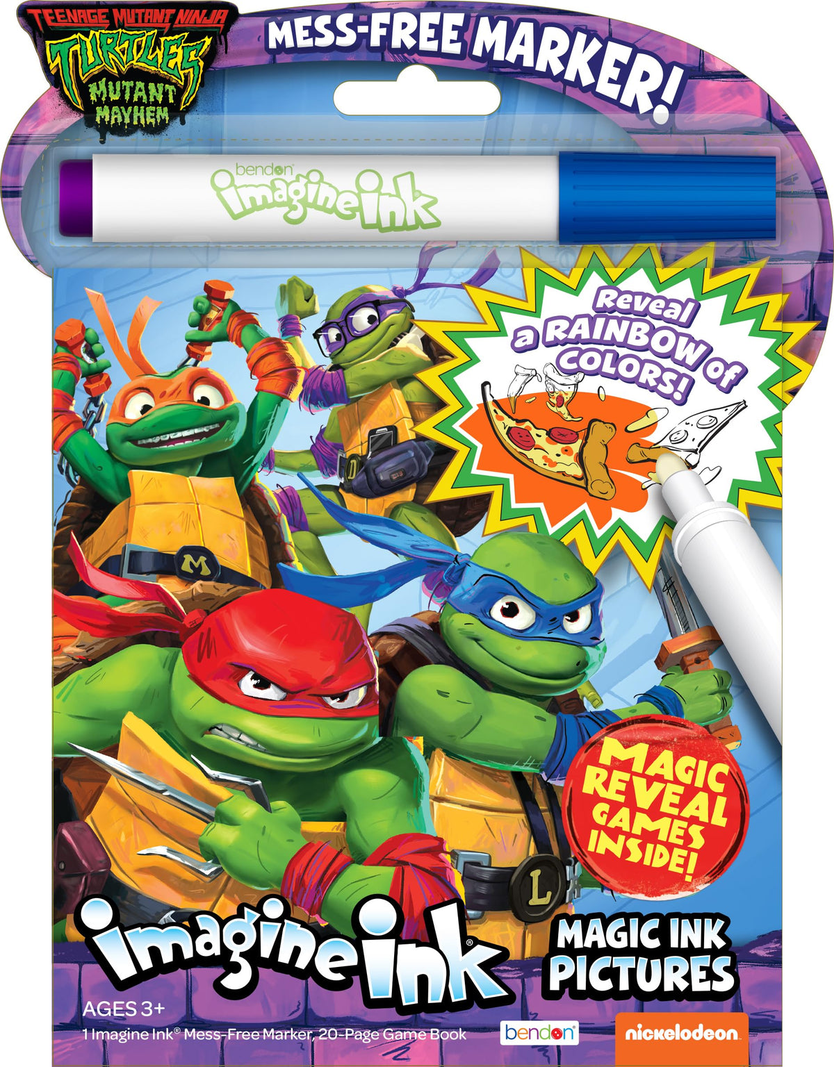 Nickelodeon TMNT Imagine Ink cover with color-revealing magic for mess-free coloring.