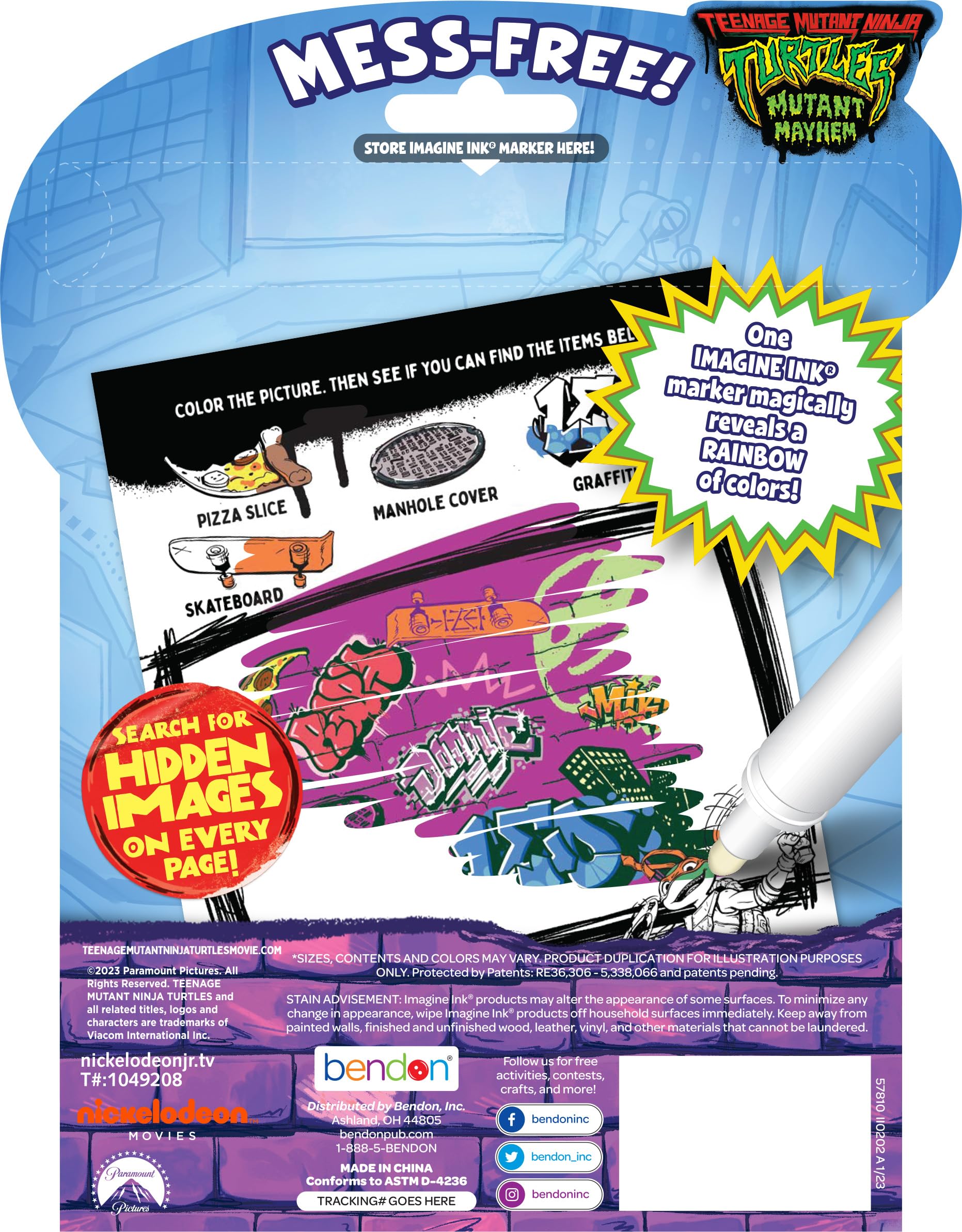 TMNT Imagine Ink pages show the turtles for portable kid-friendly coloring sessions.