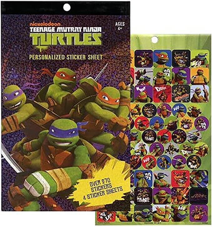 Nickelodeon TMNT sticker sheets laid out for colorful crafts