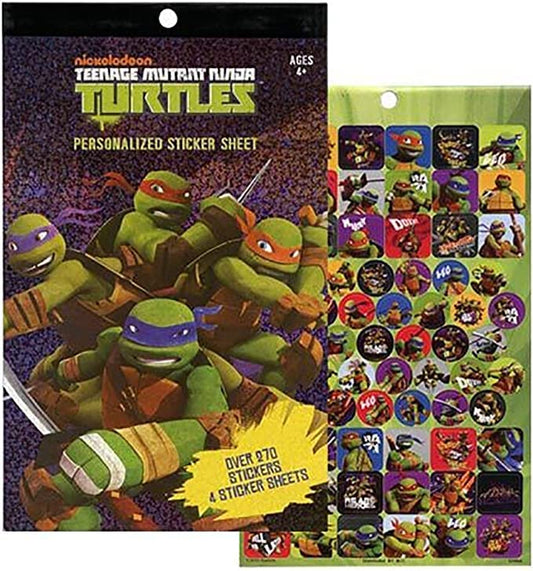 Nickelodeon TMNT sticker sheets laid out for colorful crafts