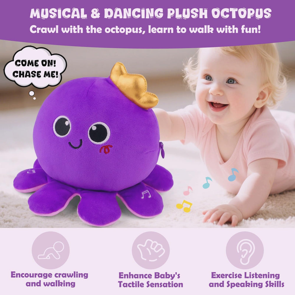 Nicknack octopus belly-time action promotes motion exploration with vibrant colors.