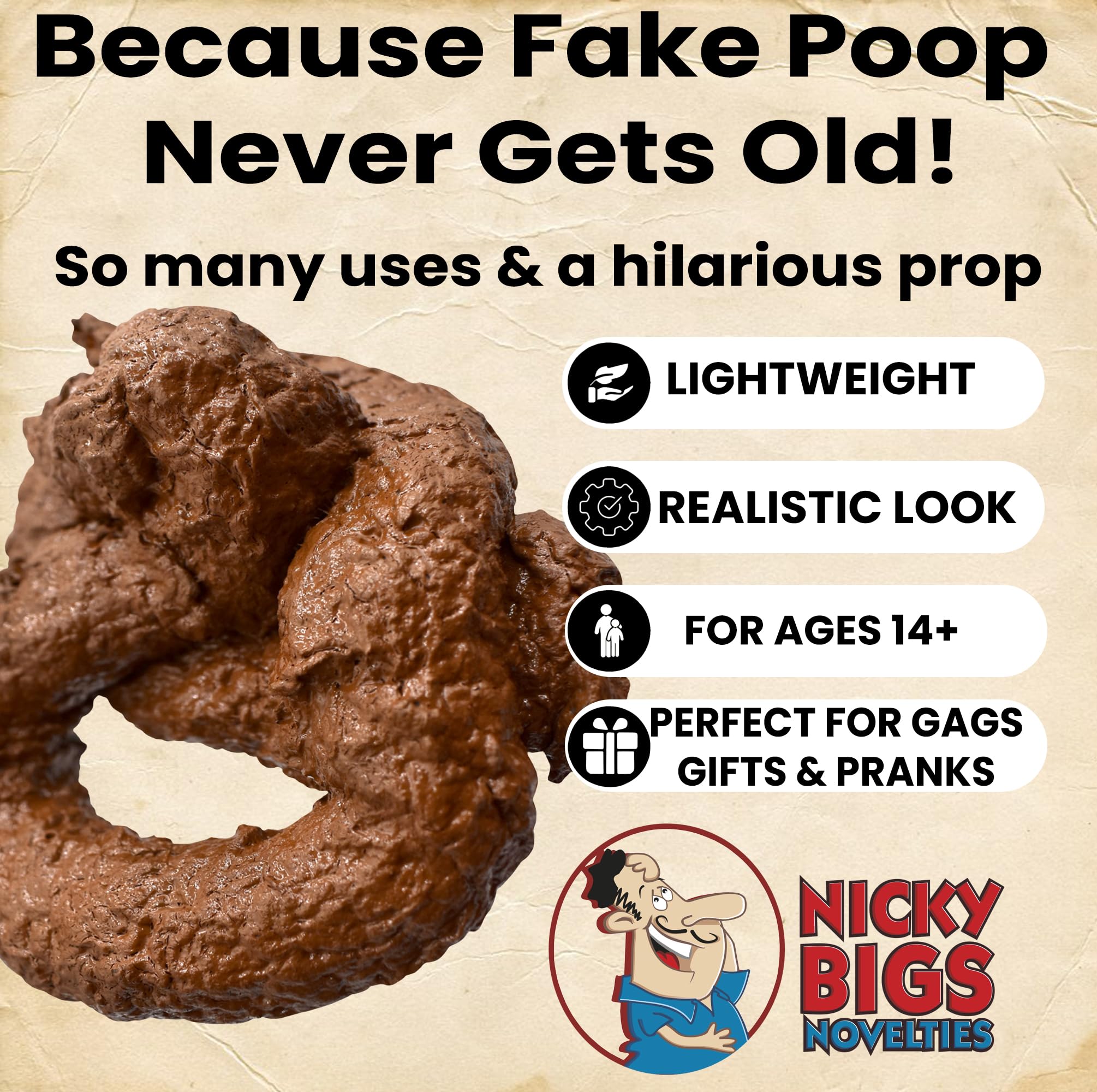 Nicky Bigs Novelties prank poop prop for indoor and outdoor setups
