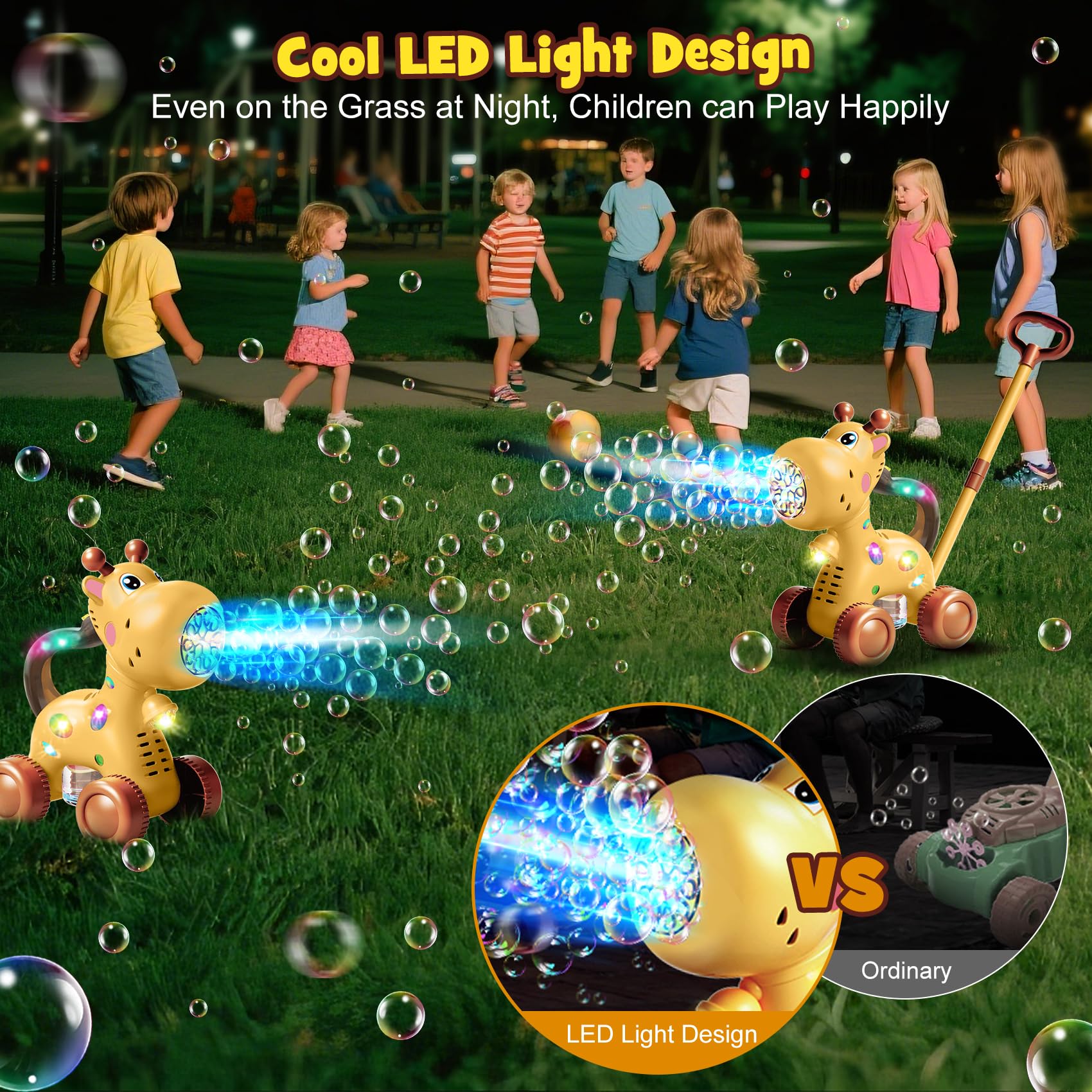 Nicmore 10-hole bubble output creates abundant bubbles for park and backyard adventures.