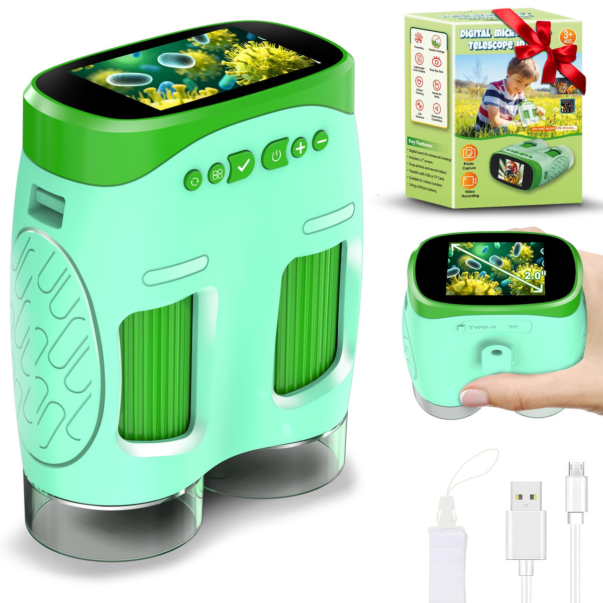 Nicmore 1000X handheld microscope for kids in compact form ideal for at-home science learning