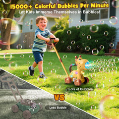 Nicmore giraffe bubble machine handheld for flexible bubbles during indoor or outdoor play.