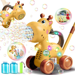 Nicmore giraffe bubble machine in push mode for walking fun and imaginative play.