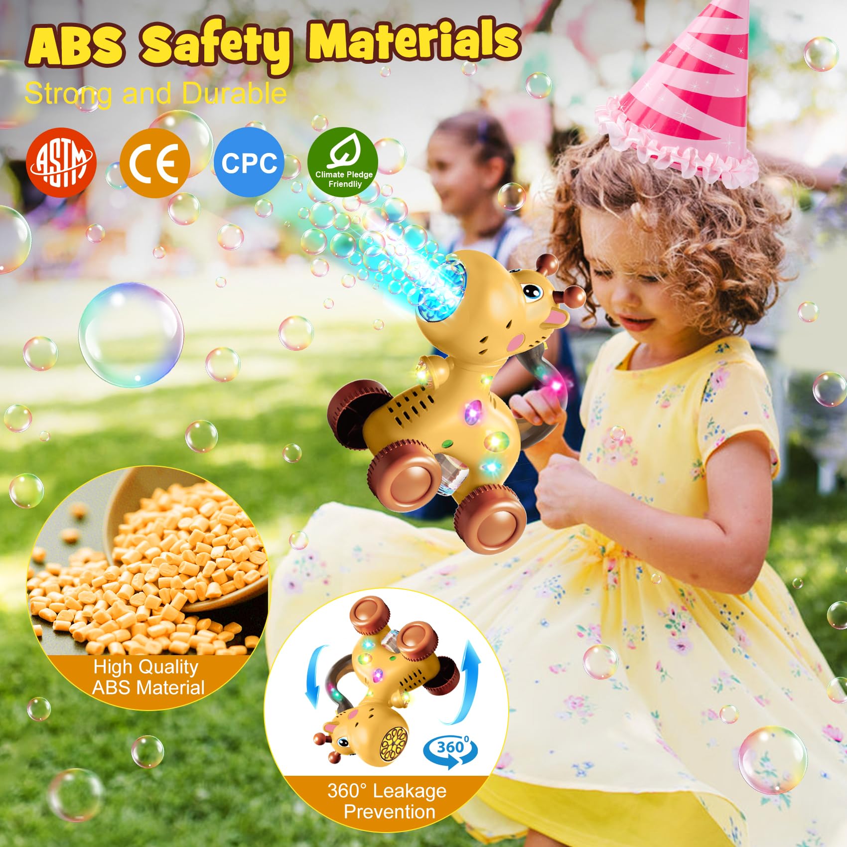 Nicmore safe ABS plastic keeps little hands secure during bubbles and play.
