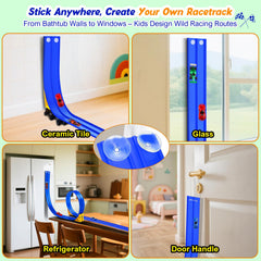 Nicmore suction cups secure the track on a window