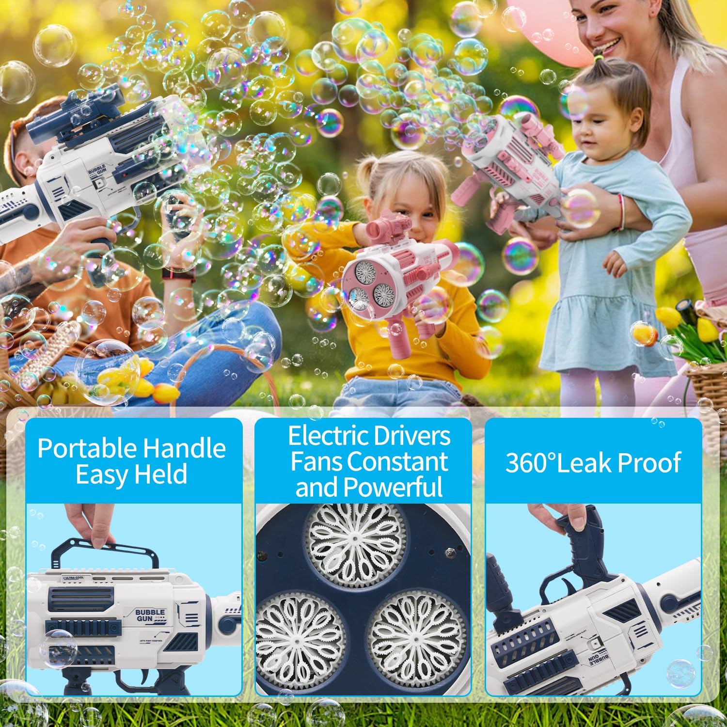 nicojoy Handheld, leak-proof design keeps bubbles flowing smoothly.