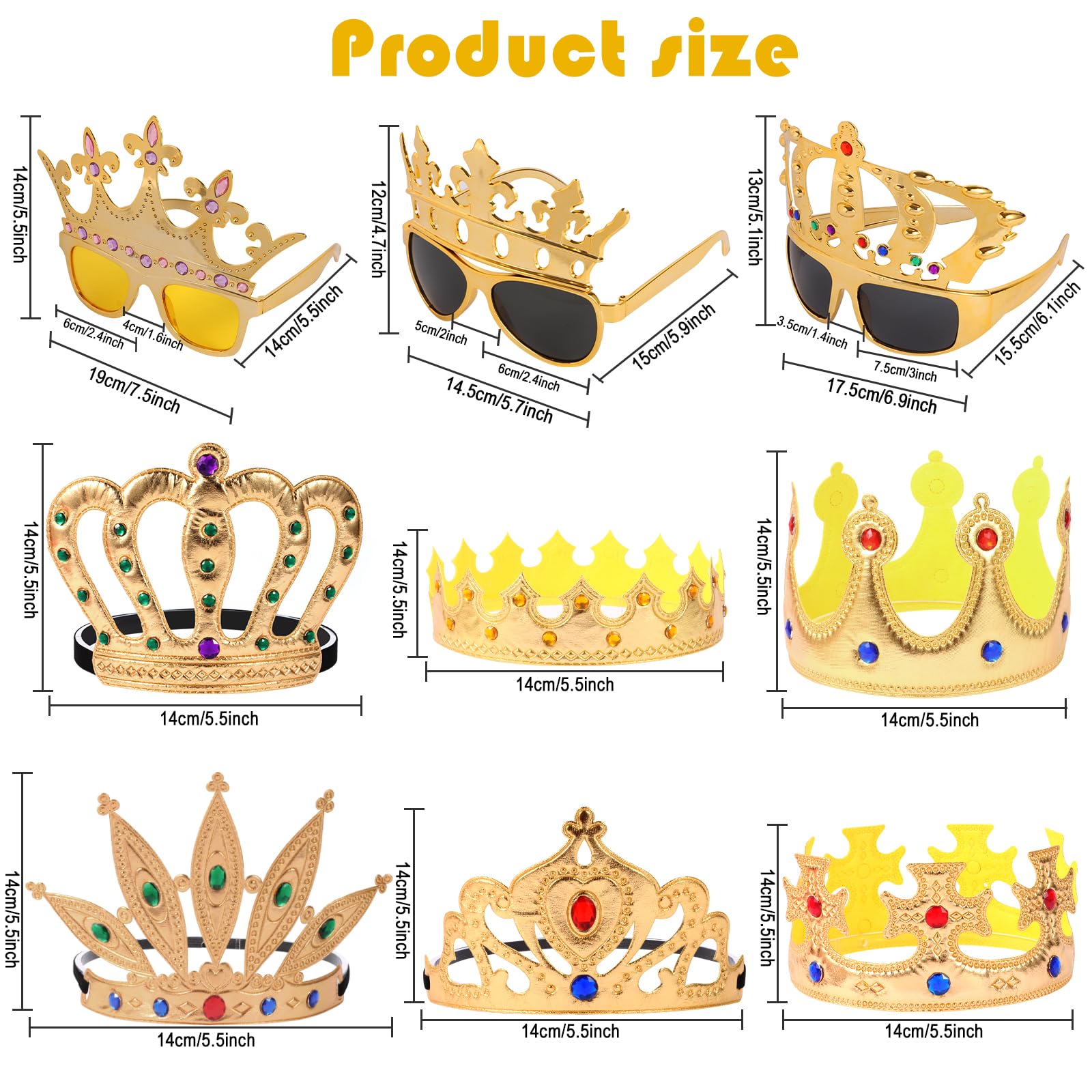 NICOWARM adjustable crown hat with rhinestones for kids and adults at parties