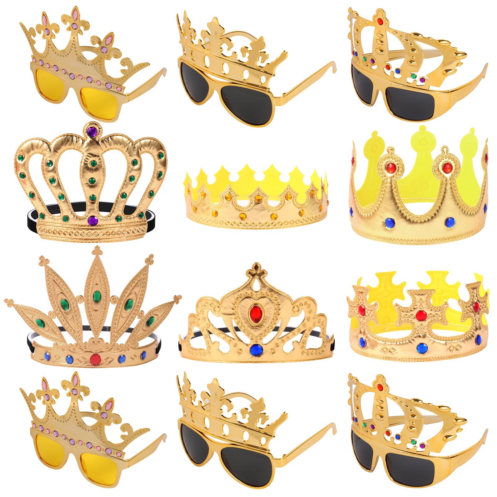 NICOWARM crown glasses set for fun family photo props and playful roles