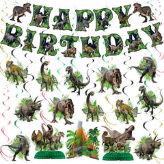 NICOWARM Dinosaur banner for Happy Birthday; durable, party-ready focal point.