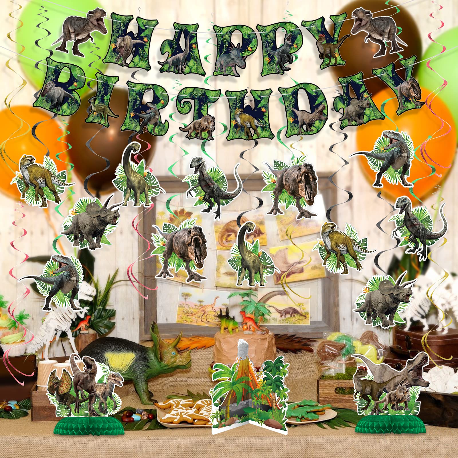 NICOWARM Dinosaur party layout scene; shows full color vibe for home use.