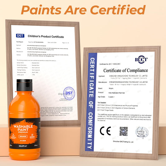 Nicpro brushes and cups showing spill-proof design for classroom art.