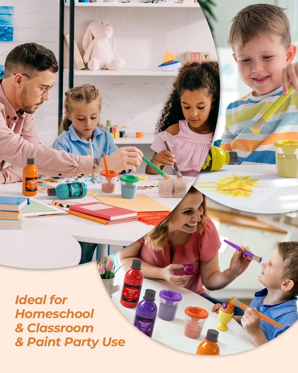 Nicpro kids painting session highlighting non-toxic pigments for young artists.